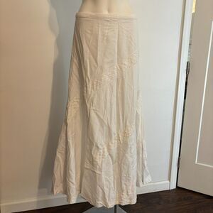 Saint Tropez West size 10 100% Linen Flowy Boho Neutral Maxi Skirt
